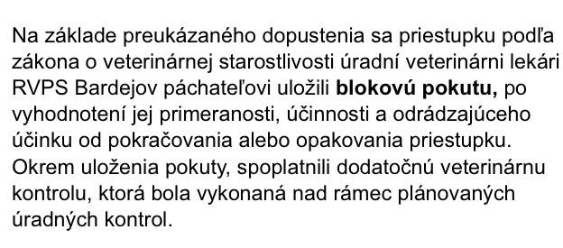 Odsek stanoviska ŠVPS – uznanie viny