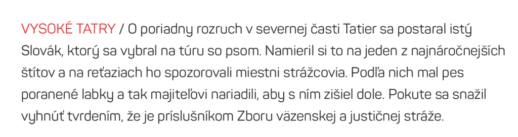 Titulka z noviny.sk o prípade z Tatier 2020